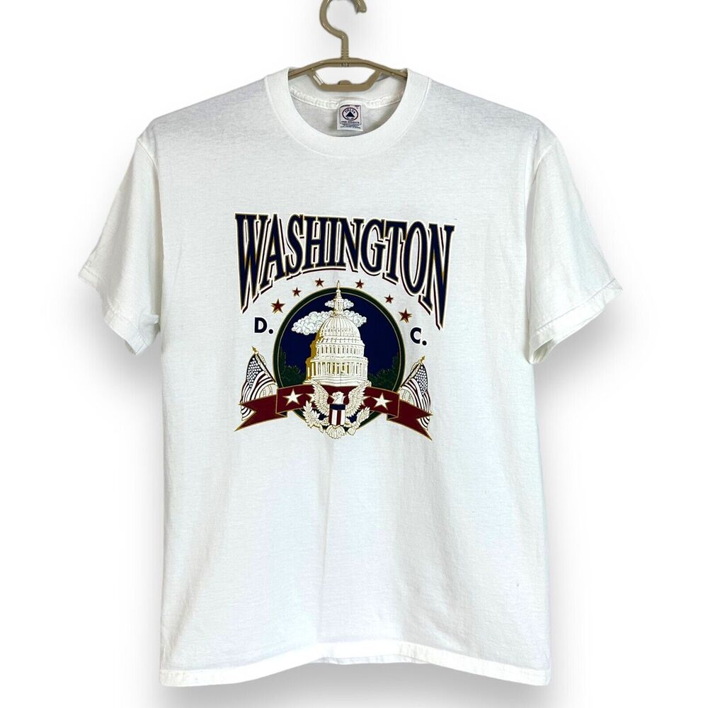 Washington DC T Shirt Vintage Delta Pro Weight Cotton Eagle Flag Puff Print L